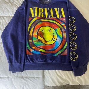 Urban Outfitters Nirvana Smile Over-dyed Crewneck Sweatshirt side S/M